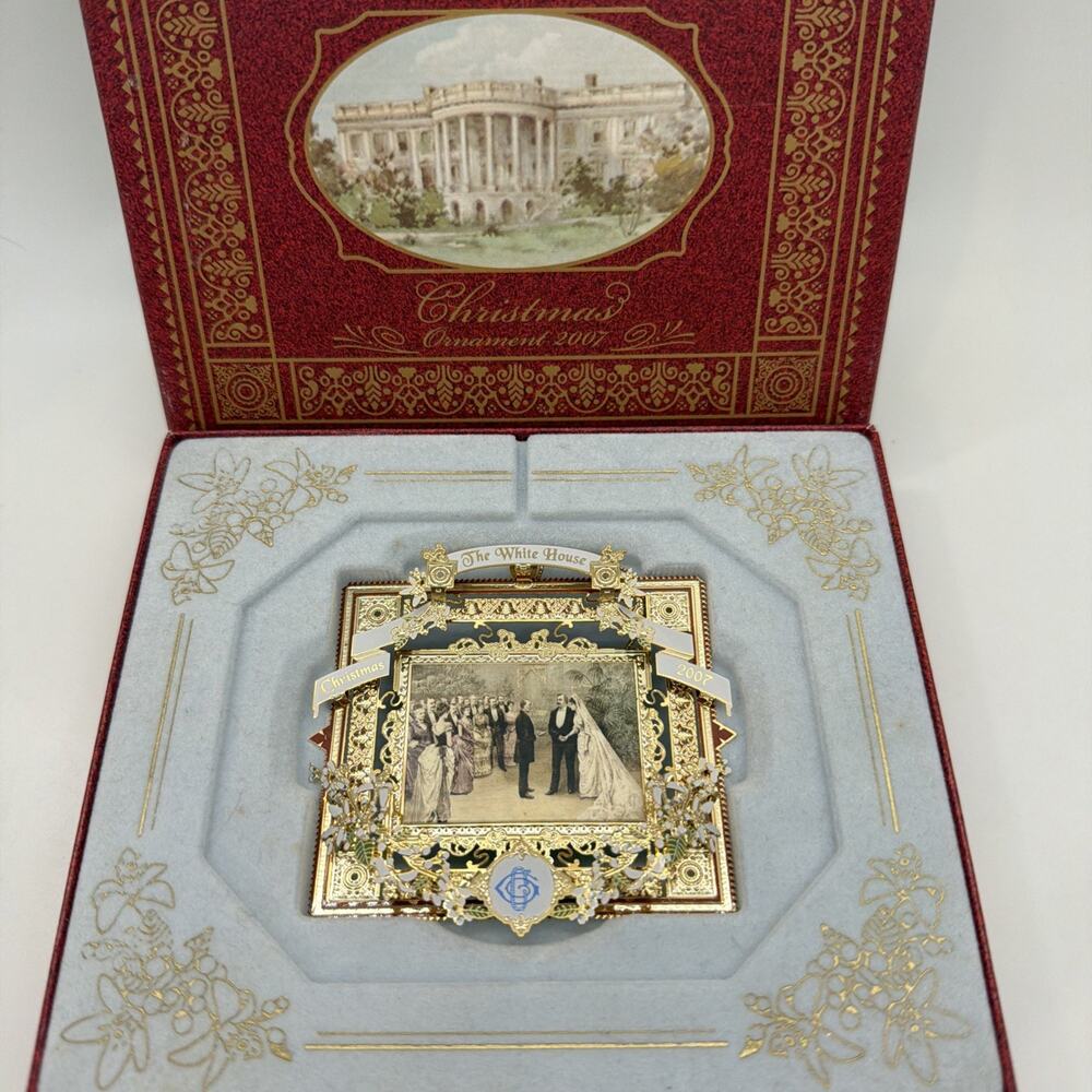 White House Historical Association Christmas Ornament 2007 Gold 1886 Wedding